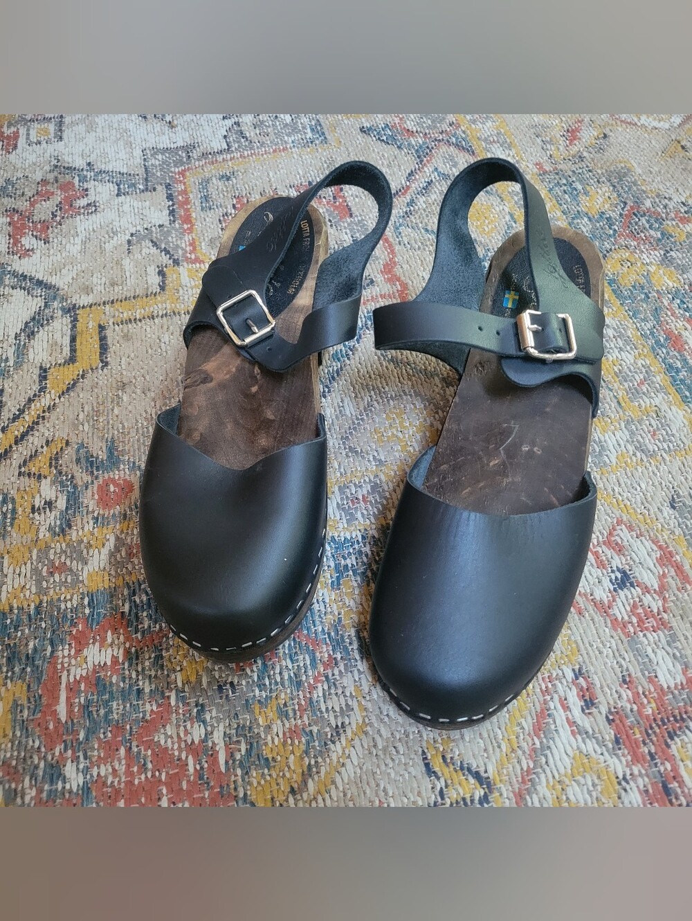 Lotta's From Stockholm Black Wooden Clogs